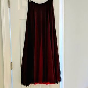 Bebe red & black gauzy formal skirt size 6